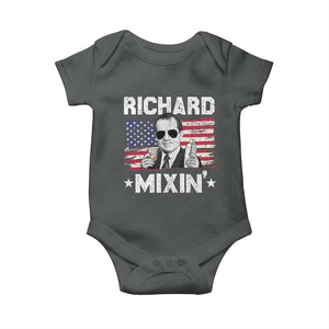 Funny 4th of July Richard Nixon Mixin Baby Onesie Patriotic Bartender American Flag TS10 Dark Heather Print Your Wear