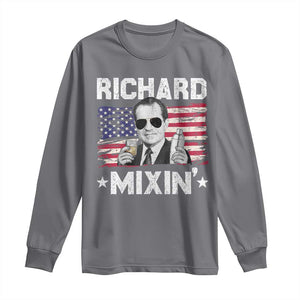 Funny 4th of July Richard Nixon Mixin Long Sleeve Shirt Patriotic Bartender American Flag TS10 Charcoal Print Your Wear