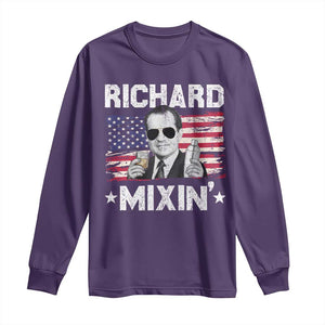 Funny 4th of July Richard Nixon Mixin Long Sleeve Shirt Patriotic Bartender American Flag TS10 Purple Print Your Wear