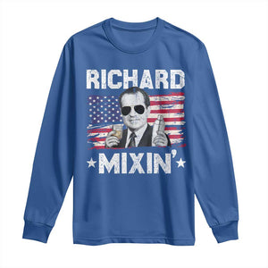 Funny 4th of July Richard Nixon Mixin Long Sleeve Shirt Patriotic Bartender American Flag TS10 Royal Blue Print Your Wear