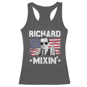 Funny 4th of July Richard Nixon Mixin Racerback Tank Top Patriotic Bartender American Flag TS10 Dark Heather Print Your Wear