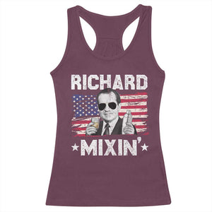 Funny 4th of July Richard Nixon Mixin Racerback Tank Top Patriotic Bartender American Flag TS10 Maroon Print Your Wear