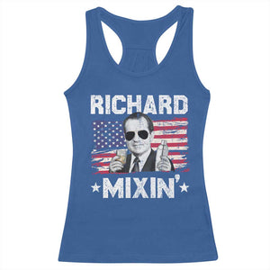 Funny 4th of July Richard Nixon Mixin Racerback Tank Top Patriotic Bartender American Flag TS10 Royal Blue Print Your Wear