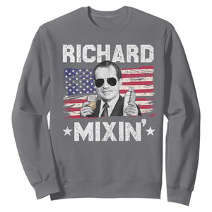 Funny 4th of July Richard Nixon Mixin Sweatshirt Patriotic Bartender American Flag TS10 Charcoal Print Your Wear