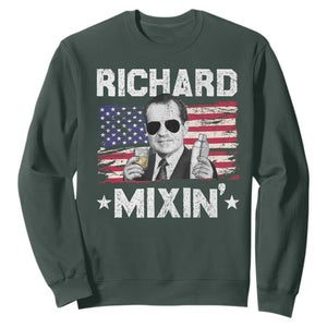 Funny 4th of July Richard Nixon Mixin Sweatshirt Patriotic Bartender American Flag TS10 Dark Forest Green Print Your Wear