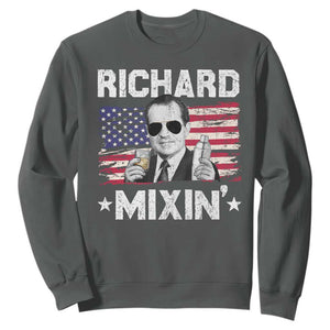 Funny 4th of July Richard Nixon Mixin Sweatshirt Patriotic Bartender American Flag TS10 Dark Heather Print Your Wear