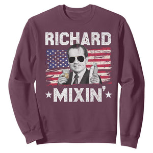 Funny 4th of July Richard Nixon Mixin Sweatshirt Patriotic Bartender American Flag TS10 Maroon Print Your Wear