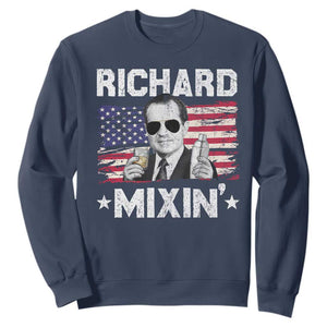 Funny 4th of July Richard Nixon Mixin Sweatshirt Patriotic Bartender American Flag TS10 Navy Print Your Wear