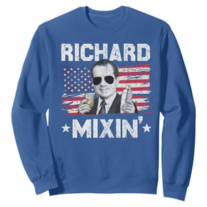 Funny 4th of July Richard Nixon Mixin Sweatshirt Patriotic Bartender American Flag TS10 Royal Blue Print Your Wear
