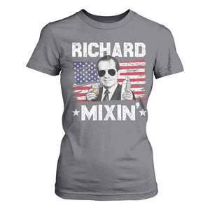 Funny 4th of July Richard Nixon Mixin T Shirt For Women Patriotic Bartender American Flag TS10 Charcoal Print Your Wear