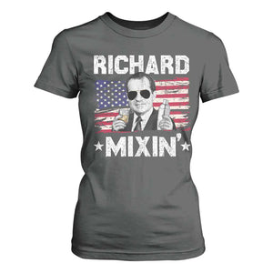 Funny 4th of July Richard Nixon Mixin T Shirt For Women Patriotic Bartender American Flag TS10 Dark Heather Print Your Wear