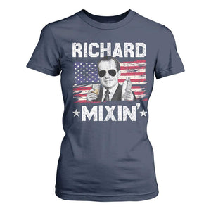 Funny 4th of July Richard Nixon Mixin T Shirt For Women Patriotic Bartender American Flag TS10 Navy Print Your Wear