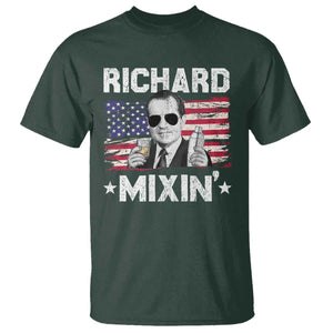 Funny 4th of July Richard Nixon Mixin T Shirt Patriotic Bartender American Flag TS10 Dark Forest Green Print Your Wear