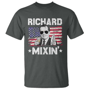 Funny 4th of July Richard Nixon Mixin T Shirt Patriotic Bartender American Flag TS10 Dark Heather Print Your Wear