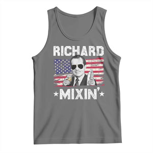 Funny 4th of July Richard Nixon Mixin Tank Top Patriotic Bartender American Flag TS10 Black Heather Print Your Wear