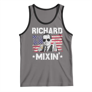 Funny 4th of July Richard Nixon Mixin Tank Top Patriotic Bartender American Flag TS10 Deep Heather Black Print Your Wear
