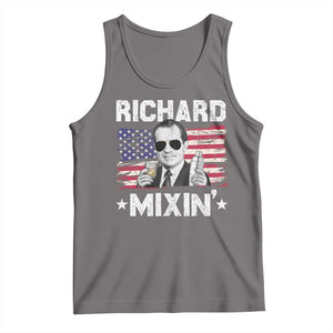 Funny 4th of July Richard Nixon Mixin Tank Top Patriotic Bartender American Flag TS10 Deep Heather Print Your Wear
