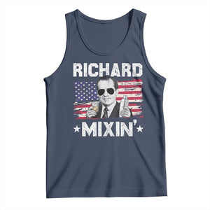 Funny 4th of July Richard Nixon Mixin Tank Top Patriotic Bartender American Flag TS10 Navy Print Your Wear