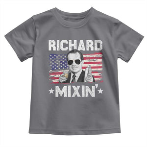 Funny 4th of July Richard Nixon Mixin Toddler T Shirt Patriotic Bartender American Flag TS10 Charcoal Print Your Wear