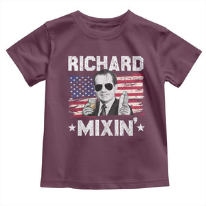 Funny 4th of July Richard Nixon Mixin Toddler T Shirt Patriotic Bartender American Flag TS10 Maroon Print Your Wear