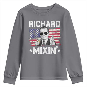 Funny 4th of July Richard Nixon Mixin Youth Sweatshirt Patriotic Bartender American Flag TS10 Charcoal Print Your Wear