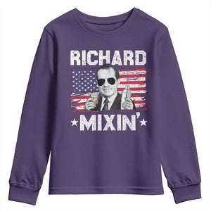 Funny 4th of July Richard Nixon Mixin Youth Sweatshirt Patriotic Bartender American Flag TS10 Purple Print Your Wear