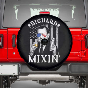 Funny 4th of July Spare Tire Cover Richard Mixin Patriotic Nixon Bartender American Flag TS10 Black Print Your Wear