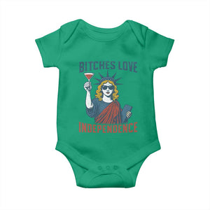 Funny 4th of July Statue of Liberty Cocktail Baby Onesie Retro Bitches Love Independence TS02 Irish Green Print Your Wear