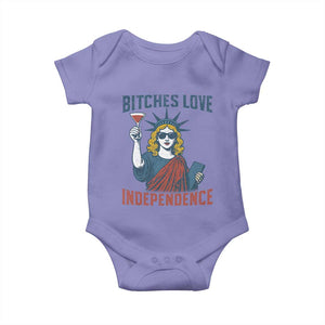 Funny 4th of July Statue of Liberty Cocktail Baby Onesie Retro Bitches Love Independence TS02 Violet Print Your Wear