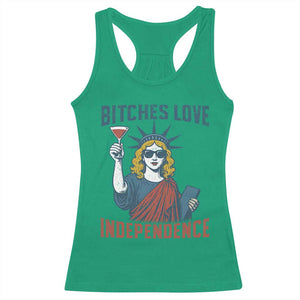 Funny 4th of July Statue of Liberty Cocktail Racerback Tank Top Retro Bitches Love Independence TS02 Irish Green Print Your Wear