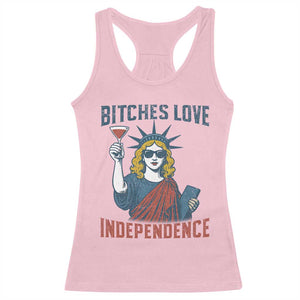Funny 4th of July Statue of Liberty Cocktail Racerback Tank Top Retro Bitches Love Independence TS02 Light Pink Print Your Wear