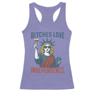 Funny 4th of July Statue of Liberty Cocktail Racerback Tank Top Retro Bitches Love Independence TS02 Violet Print Your Wear
