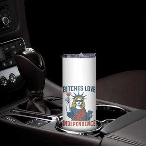Funny 4th of July Statue of Liberty Cocktail Skinny Tumbler Retro Bitches Love Independence TS02 Print Your Wear