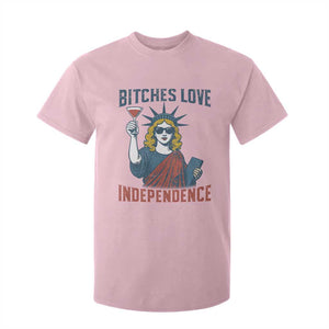 Funny 4th of July Statue of Liberty Cocktail T Shirt For Kid Retro Bitches Love Independence TS02 Light Pink Print Your Wear