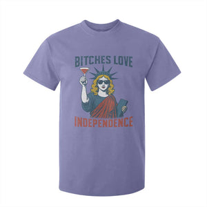Funny 4th of July Statue of Liberty Cocktail T Shirt For Kid Retro Bitches Love Independence TS02 Violet Print Your Wear