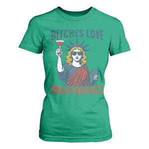 Funny 4th of July Statue of Liberty Cocktail T Shirt For Women Retro Bitches Love Independence TS02 Irish Green Print Your Wear