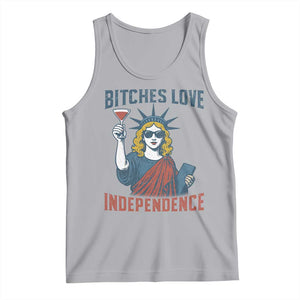 Funny 4th of July Statue of Liberty Cocktail Tank Top Retro Bitches Love Independence TS02 Athletic Heather Print Your Wear