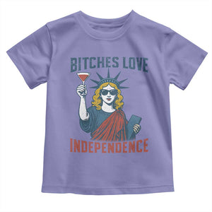 Funny 4th of July Statue of Liberty Cocktail Toddler T Shirt Retro Bitches Love Independence TS02 Violet Print Your Wear
