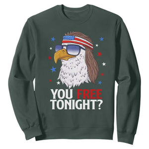Funny 4th of July Sweatshirt Patriotic Bald Eagle You Free Tonight TS10 Dark Forest Green Print Your Wear