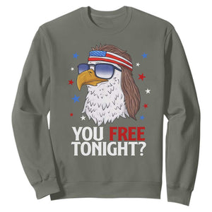 Funny 4th of July Sweatshirt Patriotic Bald Eagle You Free Tonight TS10 Military Green Print Your Wear