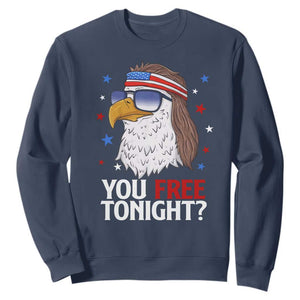 Funny 4th of July Sweatshirt Patriotic Bald Eagle You Free Tonight TS10 Navy Print Your Wear