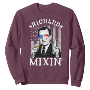 Funny 4th of July Sweatshirt Richard Mixin Patriotic Nixon Bartender American Flag TS10 Maroon Print Your Wear