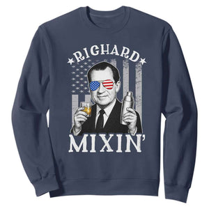 Funny 4th of July Sweatshirt Richard Mixin Patriotic Nixon Bartender American Flag TS10 Navy Print Your Wear