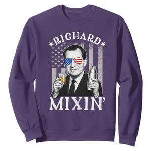 Funny 4th of July Sweatshirt Richard Mixin Patriotic Nixon Bartender American Flag TS10 Purple Print Your Wear