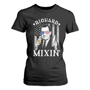 Funny 4th of July T Shirt For Women Richard Mixin Patriotic Nixon Bartender American Flag TS10 Black Print Your Wear