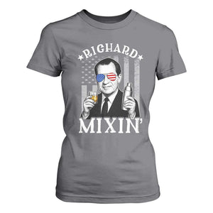 Funny 4th of July T Shirt For Women Richard Mixin Patriotic Nixon Bartender American Flag TS10 Charcoal Print Your Wear