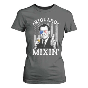 Funny 4th of July T Shirt For Women Richard Mixin Patriotic Nixon Bartender American Flag TS10 Dark Heather Print Your Wear