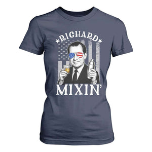 Funny 4th of July T Shirt For Women Richard Mixin Patriotic Nixon Bartender American Flag TS10 Navy Print Your Wear