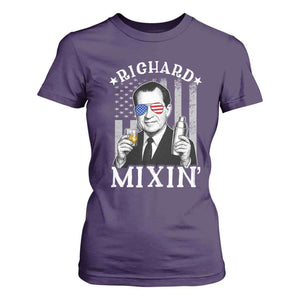 Funny 4th of July T Shirt For Women Richard Mixin Patriotic Nixon Bartender American Flag TS10 Purple Print Your Wear