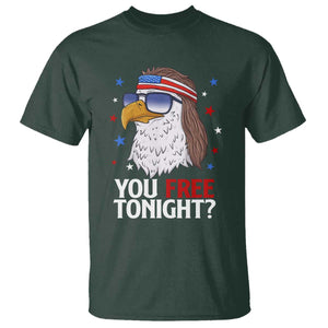 Funny 4th of July T Shirt Patriotic Bald Eagle You Free Tonight TS10 Dark Forest Green Print Your Wear
